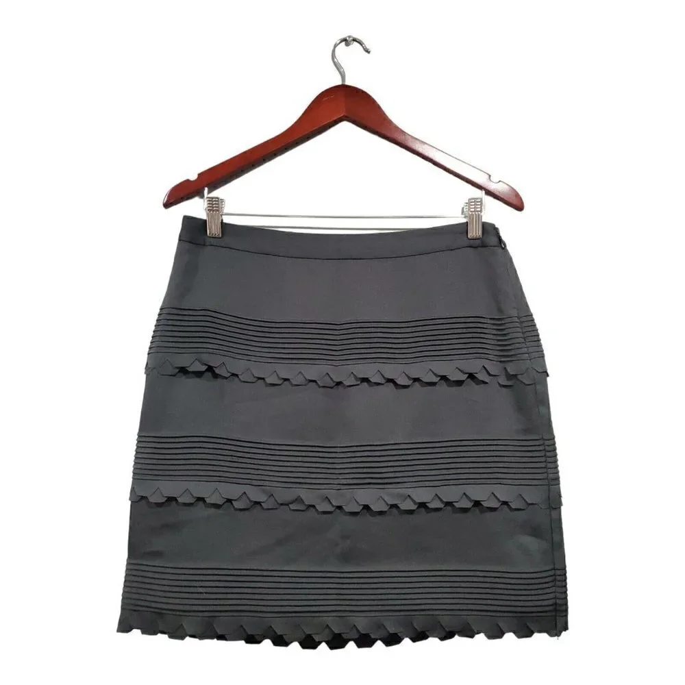 Banana Republic Women's Black Lined Layered Ruffle Mini Skirt Side Zip Size 6